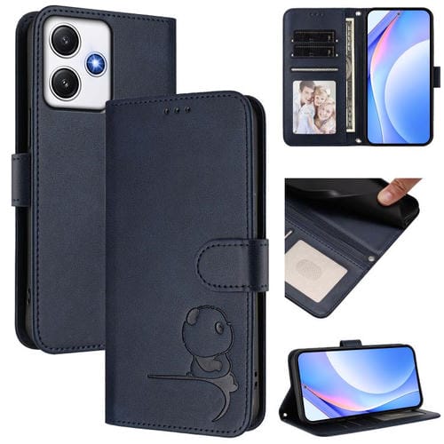 Funda de cuero con estampado RFID y cordón para Redmi 12 4G / 12 5G Global / India (azul)