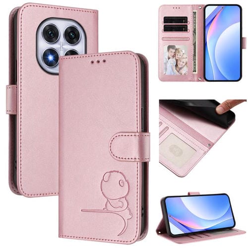 Funda de cuero con estampado RFID y cordón para Redmi Note 14 Pro 4G (rosa)