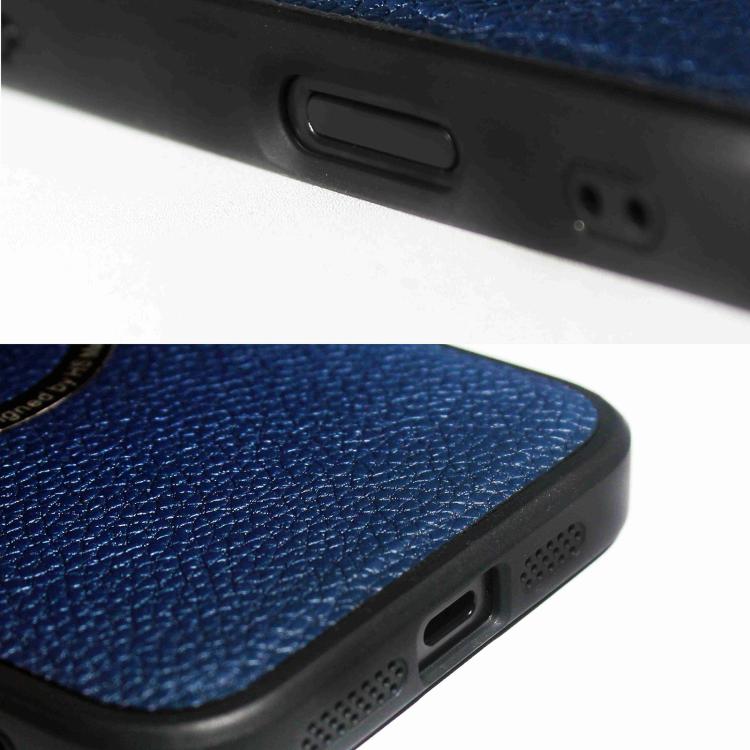 Funda trasera MagSafe de PU con textura de lichi para iPhone 15 (marrón)
