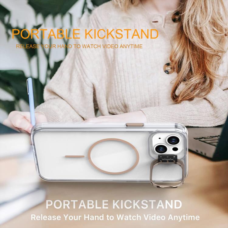 Funda para iPhone 14/13 con marco de lente MagSafe transparente y brillante (naranja)