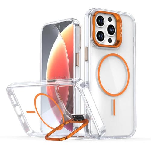 Funda para iPhone 13 Pro Max con marco de lente MagSafe transparente y brillante (naranja)