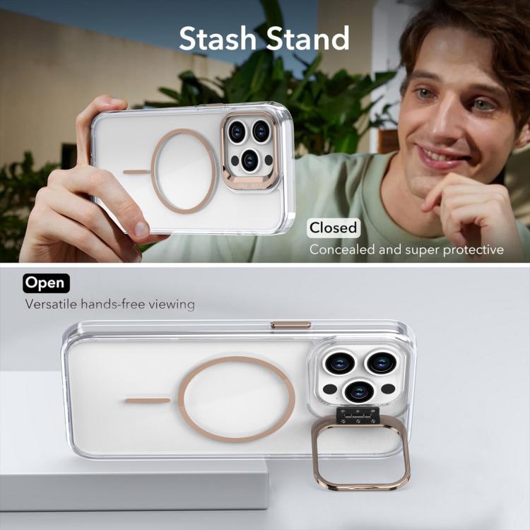 Funda para iPhone 13 Pro con marco de lente MagSafe transparente y brillante (blanco)