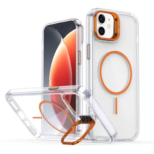 Funda para iPhone 12/12 Pro con marco de lente MagSafe transparente y brillante (naranja)