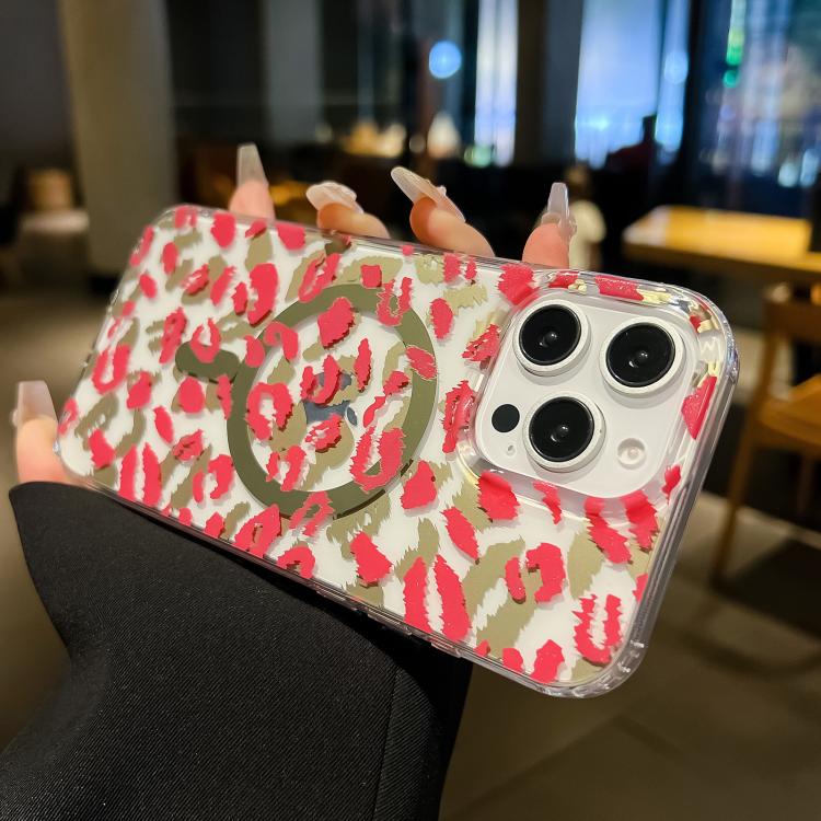 Funda Leopard MagSafe con laminado IMD de doble cara para iPhone 16 (café amarillo)