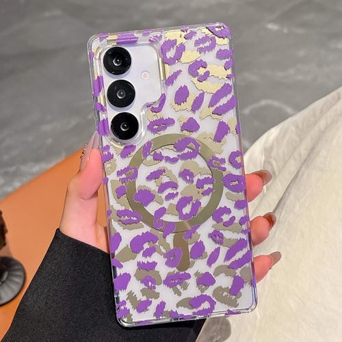 Funda para Samsung Galaxy S24+ 5G Leopard con laminado IMD de doble cara MagSafe (morado)