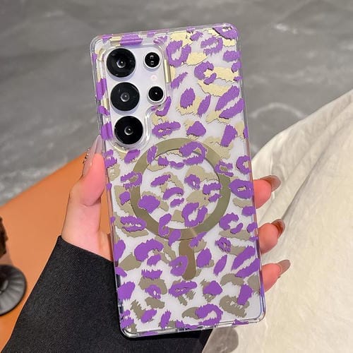Funda para Samsung Galaxy S25 Ultra 5G Leopard con laminado MagSafe de doble cara IMD (morado)