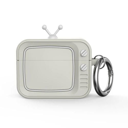 Funda protectora de silicona para auriculares AirPods Pro 2 Retro TV Bluetooth (blanca)