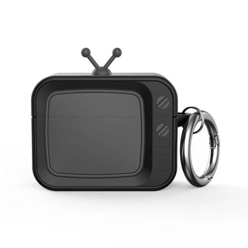 Funda protectora de silicona para auriculares AirPods Pro 2 Retro TV Bluetooth (negro)