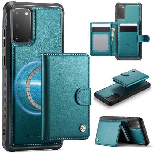 Funda de cuero con hebilla magnética para Samsung Galaxy S20 JEEHOOD J09, con ranuras para tarjetas, MagSafe, estilo RFID (verde)
