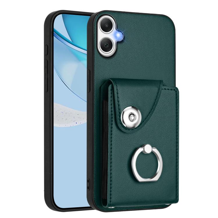 Funda para Samsung Galaxy A06 4G con tarjetero y anillo (verde)