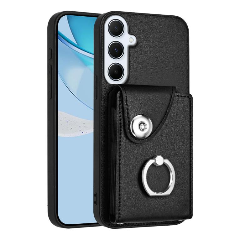 Funda para Samsung Galaxy A26 5G con tarjetero y anillo (negra)