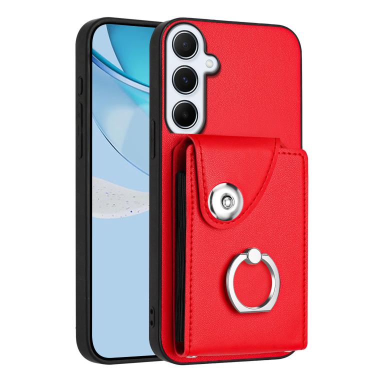 Funda para Samsung Galaxy A26 5G con tarjetero y anillo (roja)