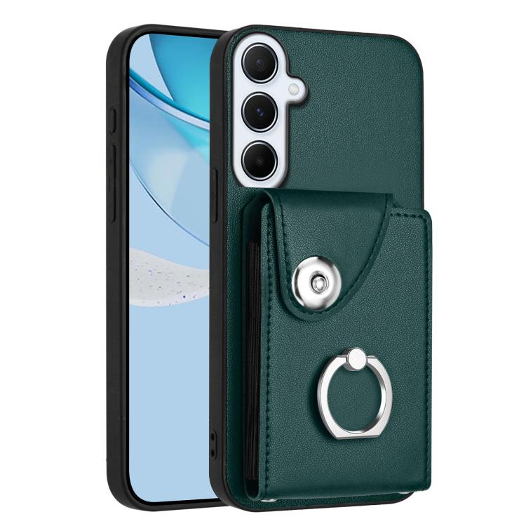 Funda para Samsung Galaxy A26 5G con tarjetero y anillo (verde)