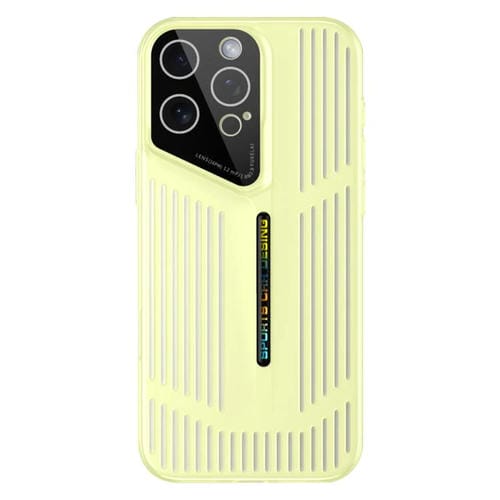 Funda para iPhone 13 Pro Max con disipación de calor, translúcida, esmerilada y hueca (amarilla)