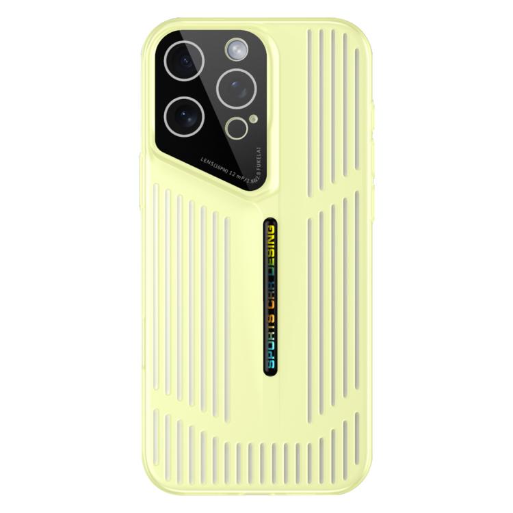 Funda para iPhone 12 Pro Max con disipación de calor, translúcida, esmerilada y hueca (amarilla)