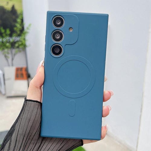 Funda magnética MagSafe de silicona líquida de color sólido para Samsung Galaxy A26 5G (azul rey)