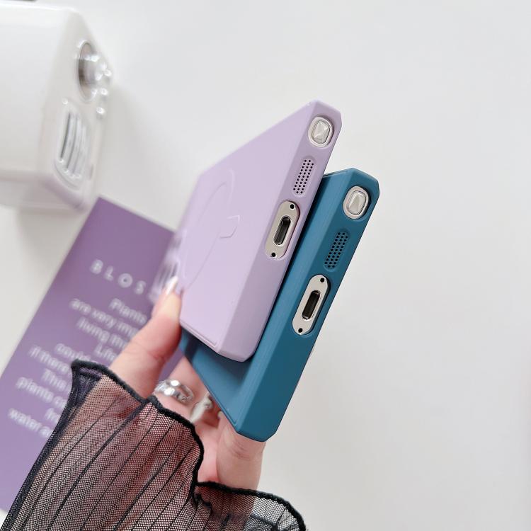 Funda magnética MagSafe de silicona líquida de color sólido para Samsung Galaxy A05 (verde matcha)