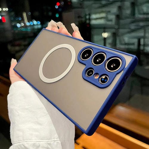 Funda MagSafe con diseño de ojo de halcón para Samsung Galaxy S21 Ultra 5G (azul rey)