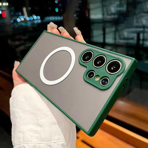 Funda MagSafe con diseño de ojo de águila para Samsung Galaxy S22 Ultra 5G (verde oscuro)