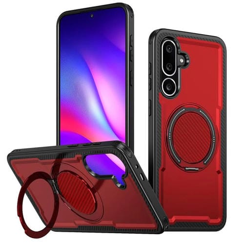 Funda metálica con soporte giratorio de 360 grados MagSafe para Samsung Galaxy M56 5G/F56 5G (roja)