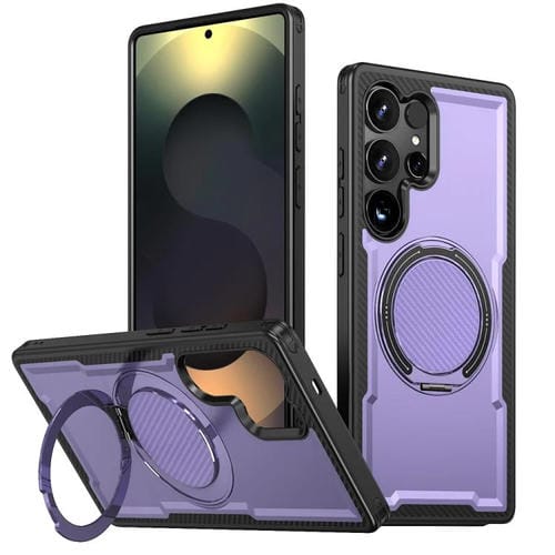 Funda metálica MagSafe para Samsung Galaxy S25 Ultra 5G con rotación de 360 grados (morada)