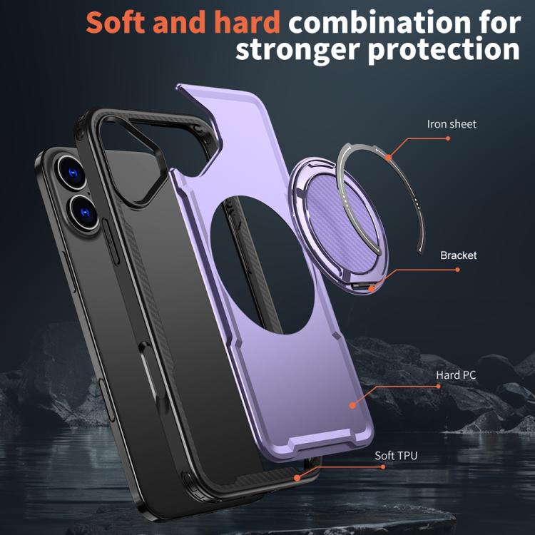 Funda metálica MagSafe con rotación de 360 grados para iPhone 16 Plus (morada)