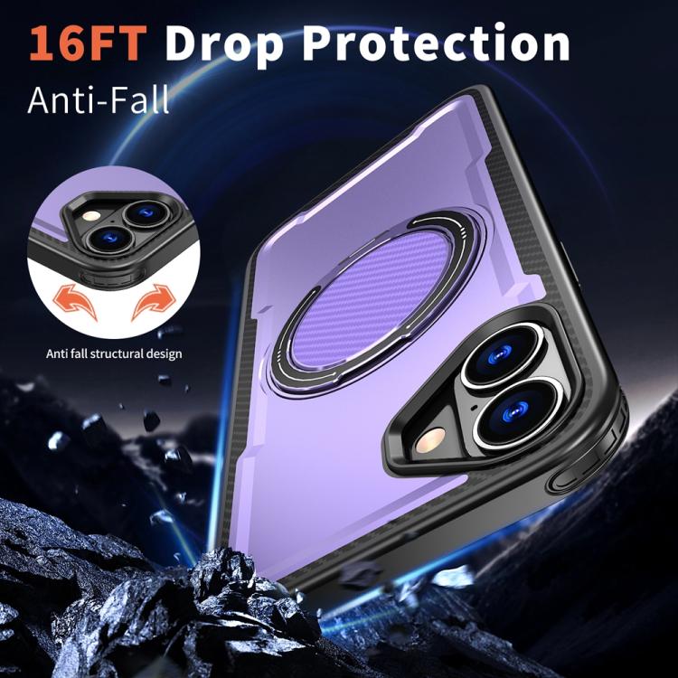 Funda metálica MagSafe con rotación de 360 grados para iPhone 16 Plus (morada)