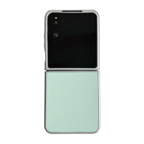 Funda de cuero Morandi con marco plateado para Xiaomi Mix Flip 2 (verde)