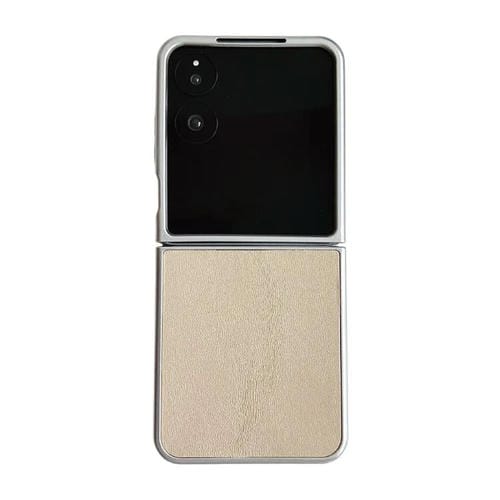 Funda de cuero Morandi con marco plateado para Xiaomi Mix Flip 2 (dorada)