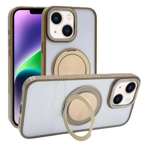 Funda semitransparente con rotación de 360 grados y MagSafe para iPhone 15 Plus/14 Plus (dorado desierto)