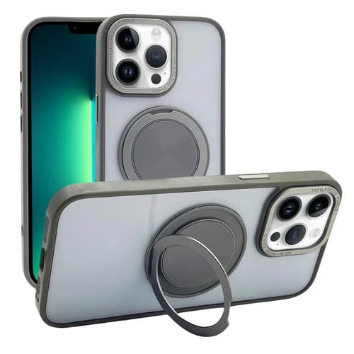 Funda MagSafe semitransparente con rotación de 360 grados para iPhone 13 Pro Max (gris)