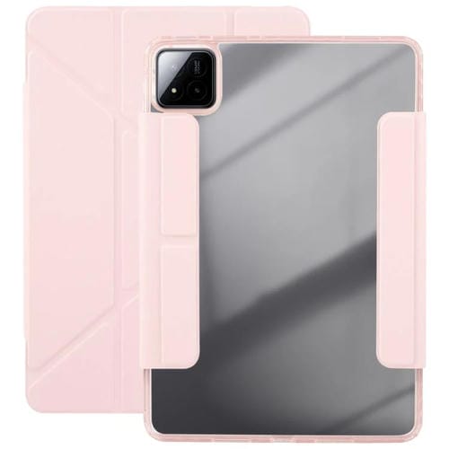 Funda de cuero acrílico deformable con doble cierre magnético desmontable para Xiaomi Pad 7/7 Pro (rosa)