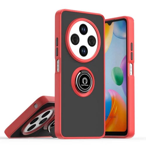 Funda de TPU + PC con anillo para Redmi 14C 4G Q Shadow 1 Series (roja)