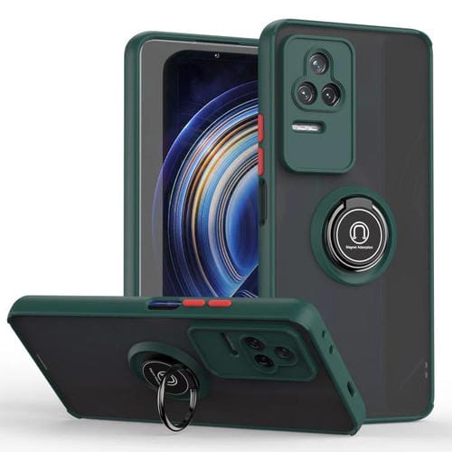 Funda de TPU + PC con anillo para Redmi K50 Q Shadow 1 Series (verde oscuro)