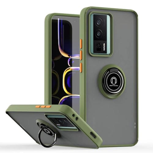 Funda de TPU + PC con anillo para Redmi K60 / K60 Pro / Poco F5 Pro Q Shadow 1 Series (verde militar)
