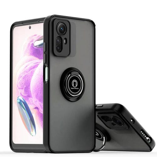 Funda de TPU + PC con anillo para Redmi Note 12 Turbo / Poco F5 Q Shadow 1 Series (Negro + Negro)