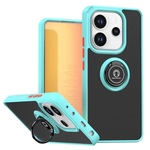 Funda de TPU + PC con anillo para Redmi Note 14 4G (164,84 mm) Serie Q Shadow 1 (azul cielo)