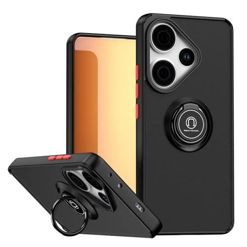 Funda de TPU + PC con anillo para Redmi Turbo 3 / Poco F6 Q Shadow 1 Series (negro y rojo)