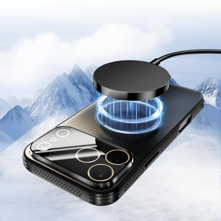 Funda ABEEL MagSafe esmerilada con disipación de calor y película para lente para iPhone 15 Pro Max (azul oscuro)