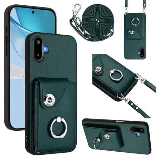 Funda para Samsung Galaxy F06 5G / M06 5G con tarjetero y anilla, con cordón largo (verde)