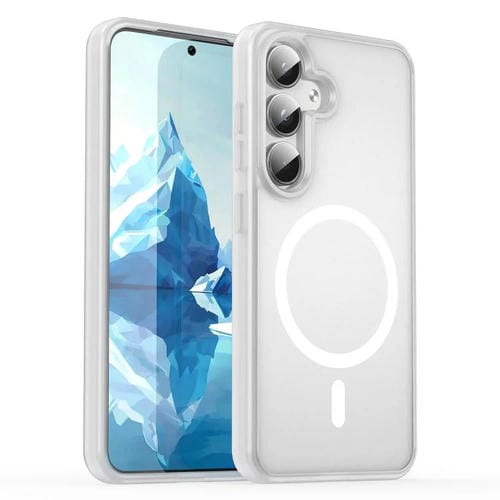 Funda híbrida de PC y TPU translúcida con acabado esmerilado MagSafe para Samsung Galaxy S24 5G (blanco mate)