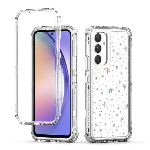 Funda de papel acrílico transparente con efecto láser para Samsung Galaxy A54 5G (Estrellas)
