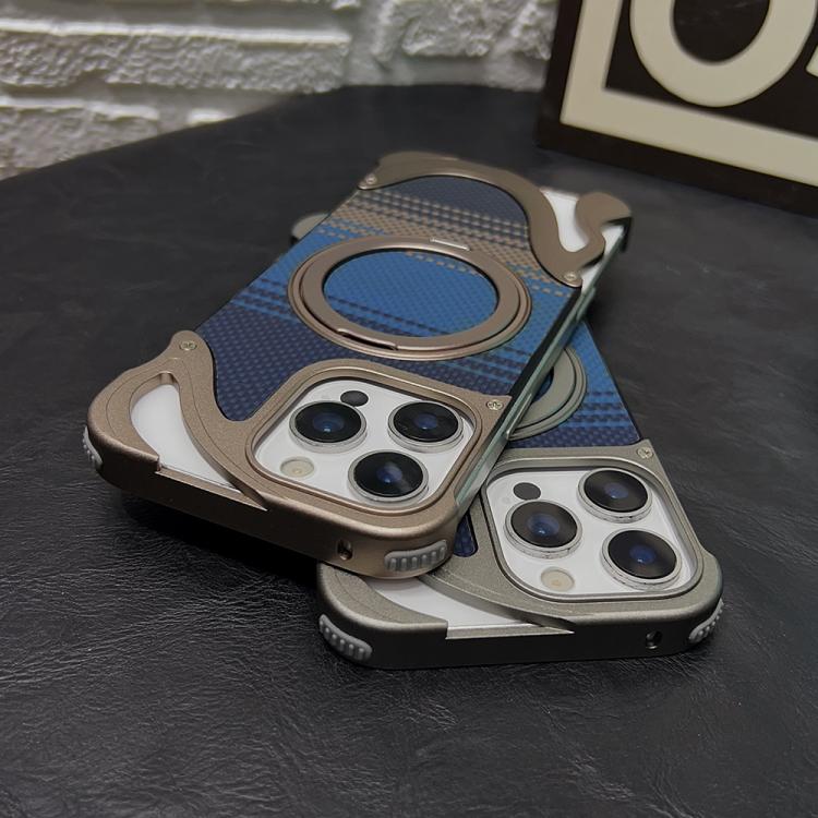Funda de metal sin marco para iPhone 14 Pro Max con rotación de 360 grados y soporte MagSafe (negro)