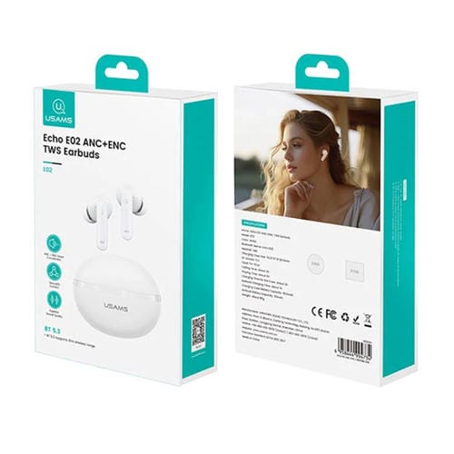 Auriculares inalámbricos Bluetooth USAMS Echo E02 ANC y ENC TWS intraaurales (blancos)