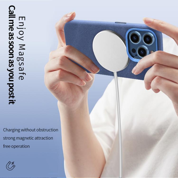 Funda VIETAO de cuero sintético con textura vaquera retro MagSafe para iPhone 15 Pro Max (marrón)