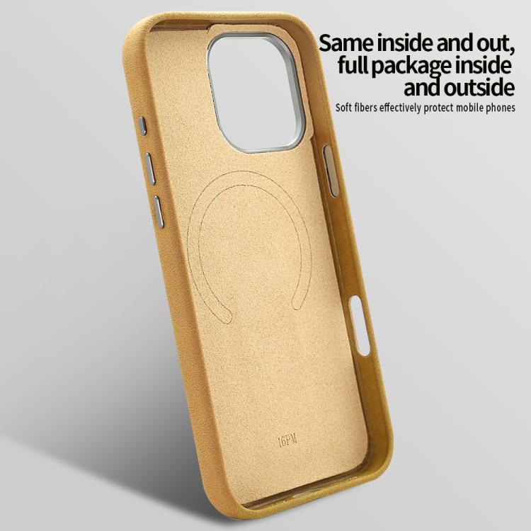 Funda VIETAO de piel sintética MagSafe de gamuza con soporte para iPhone 15 (marrón oscuro)