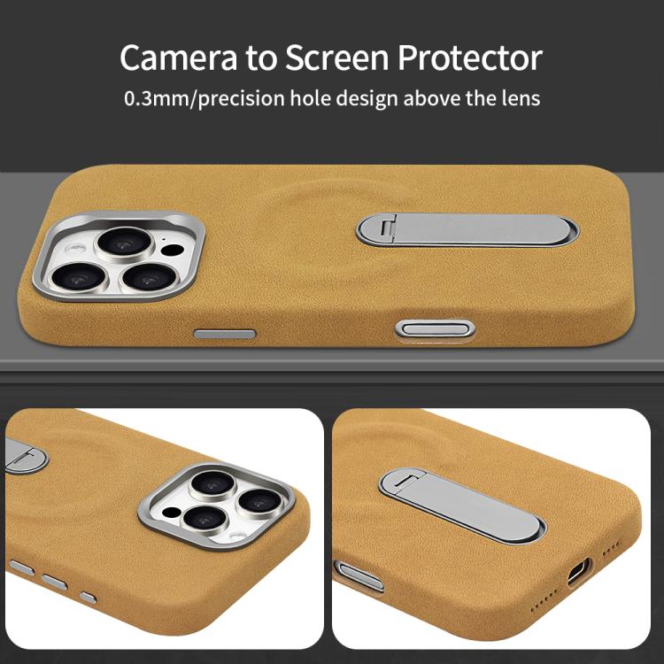 VIETAO - Funda de piel sintética MagSafe de ante con soporte para iPhone 15 Pro Max (gris oscuro)