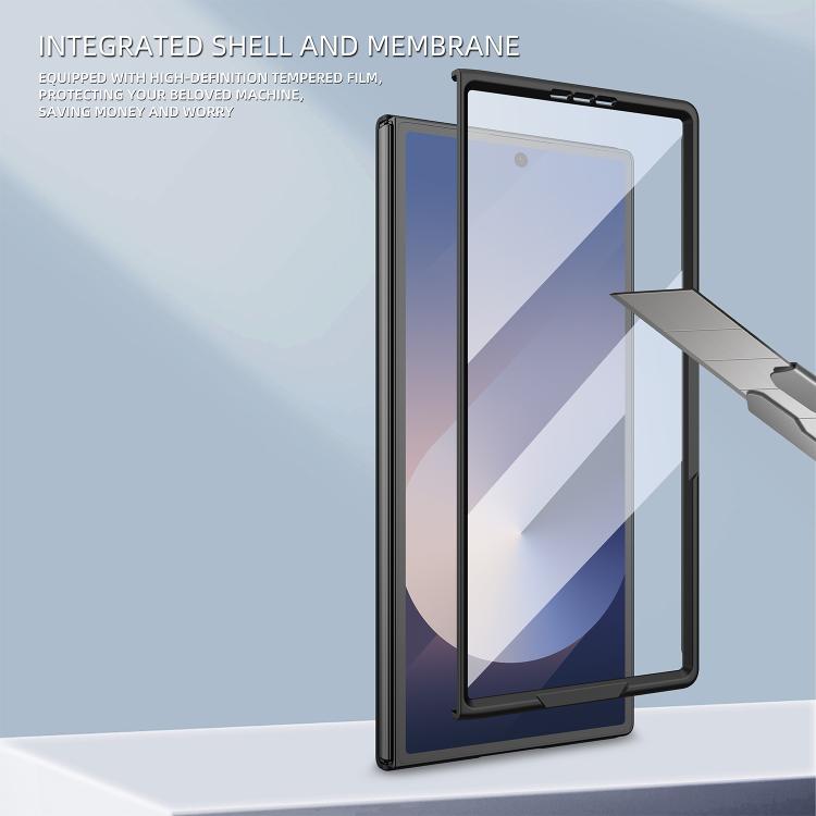 Funda para Samsung Galaxy Z Fold7 5G con diseño de lichi integrado, ranura para bolígrafo (sin bolígrafo) (marrón)
