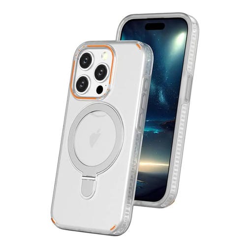 Funda colorida 2 en 1 con soporte de anillo MagSafe para iPhone 15 Pro (transparente)