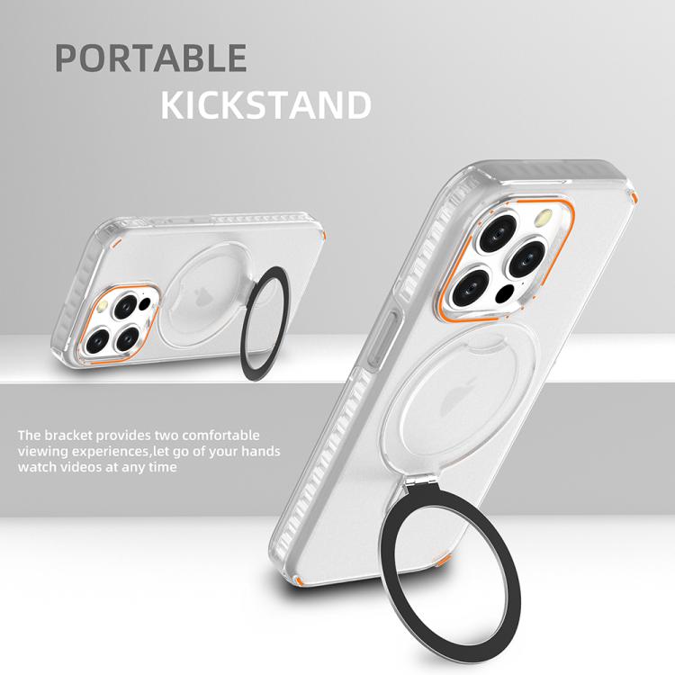 Funda colorida 2 en 1 con soporte de anillo MagSafe para iPhone 15 Pro (transparente)